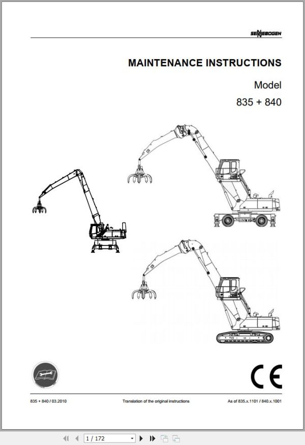 Sennebogen Material Handlers 835 840 840.5.1040 Operating and Maintenance Manual 1