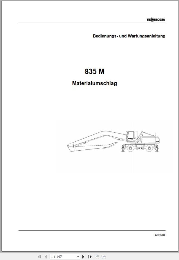Sennebogen Material Handlers 835 M 835.0.266 Operating and Maintenance Manual DE 1