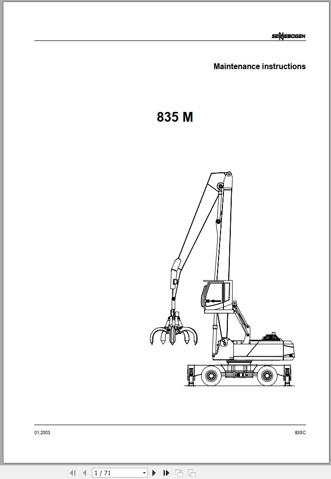 Sennebogen Material Handlers 835 M 835.0.440 Maintenance Instructions 1