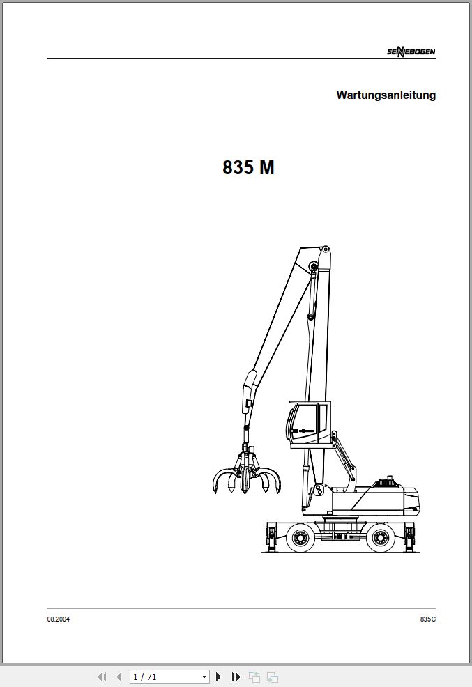 Sennebogen Material Handlers 835 M 835.0.517 Operating and Maintenance Manual DE 1