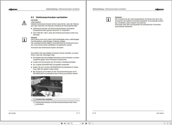Sennebogen Material Handlers 835 M 835.0.517 Operating and Maintenance Manual DE 2