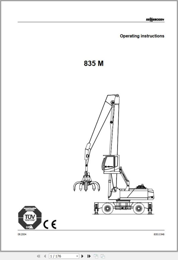 Sennebogen Material Handlers 835 M 835.0.548 Operating and Maintenance Manual 1