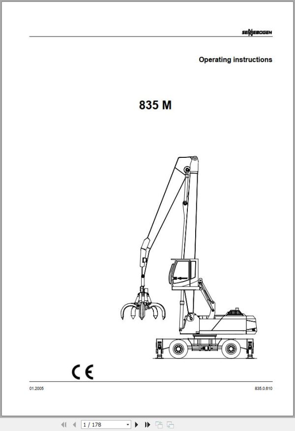 Sennebogen Material Handlers 835 M 835.0.610 Operating and Maintenance Manual 1