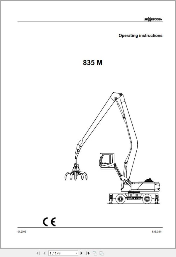 Sennebogen Material Handlers 835 M 835.0.611 Operating and Maintenance Manual 1