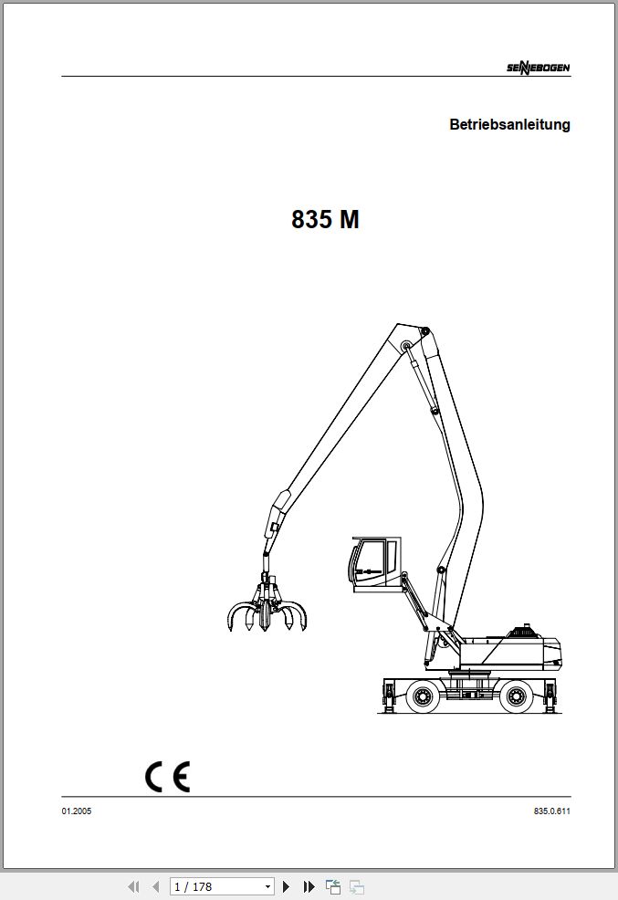 Sennebogen Material Handlers 835 M 835.0.611 Operating and Maintenance Manual DE 1