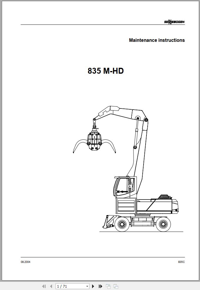 Sennebogen Material Handlers 835 M HD 835.0.547 Maintenance Instructions 1