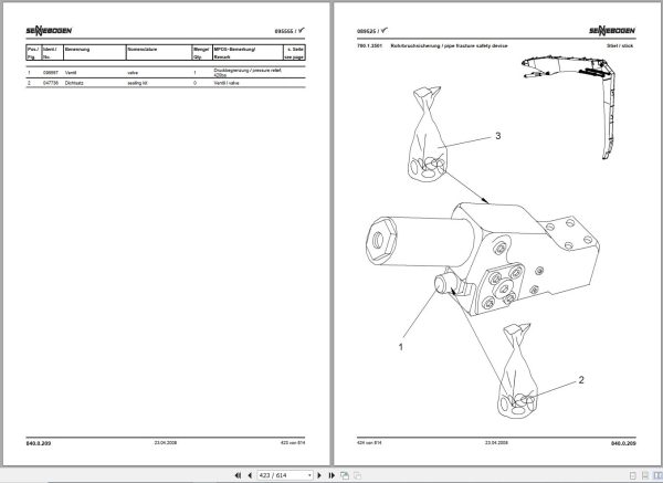 Sennebogen Material Handlers 840 840.0.1012 Spare Parts Catalog EN DE 2