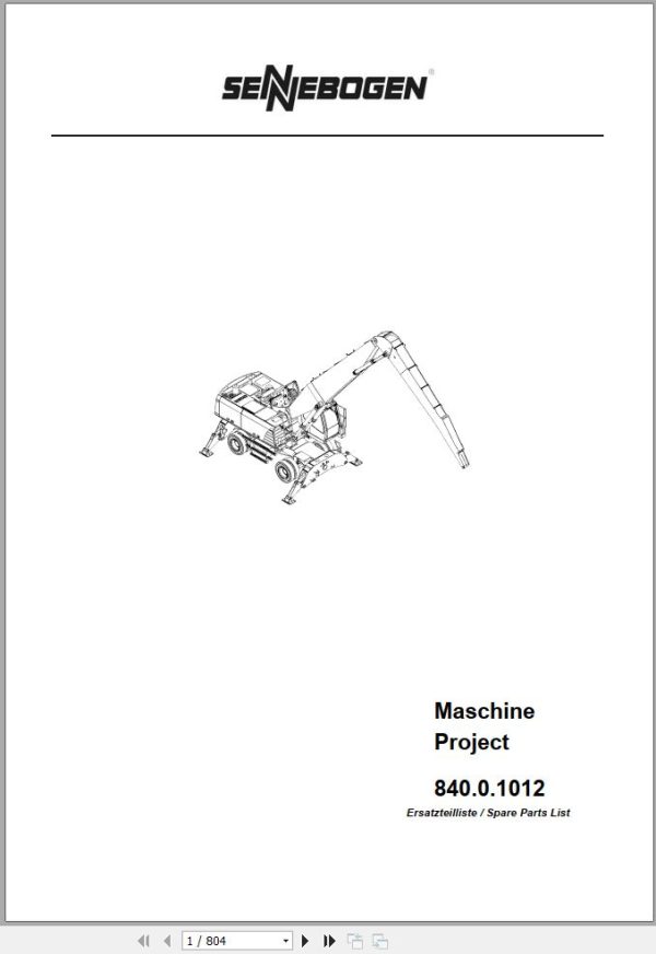 Sennebogen Material Handlers 840 840.0.209 Spare Parts Catalog EN DE 1