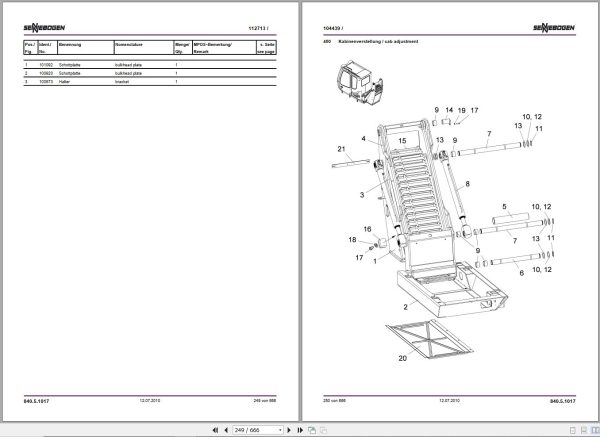 Sennebogen Material Handlers 840 840.5.1017 Spare Parts Catalog EN DE 2