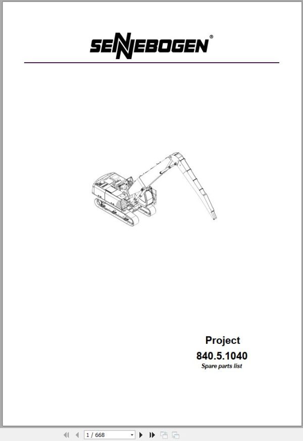 Sennebogen Material Handlers 840 840.5.1040 Spare Parts Catalog EN DE 1