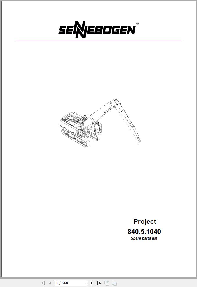 Sennebogen Material Handlers 840 840.5.1040 Spare Parts Catalog EN DE 1