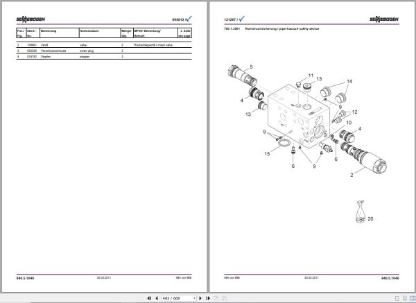 Sennebogen Material Handlers 840 840.5.1040 Spare Parts Catalog EN DE 2