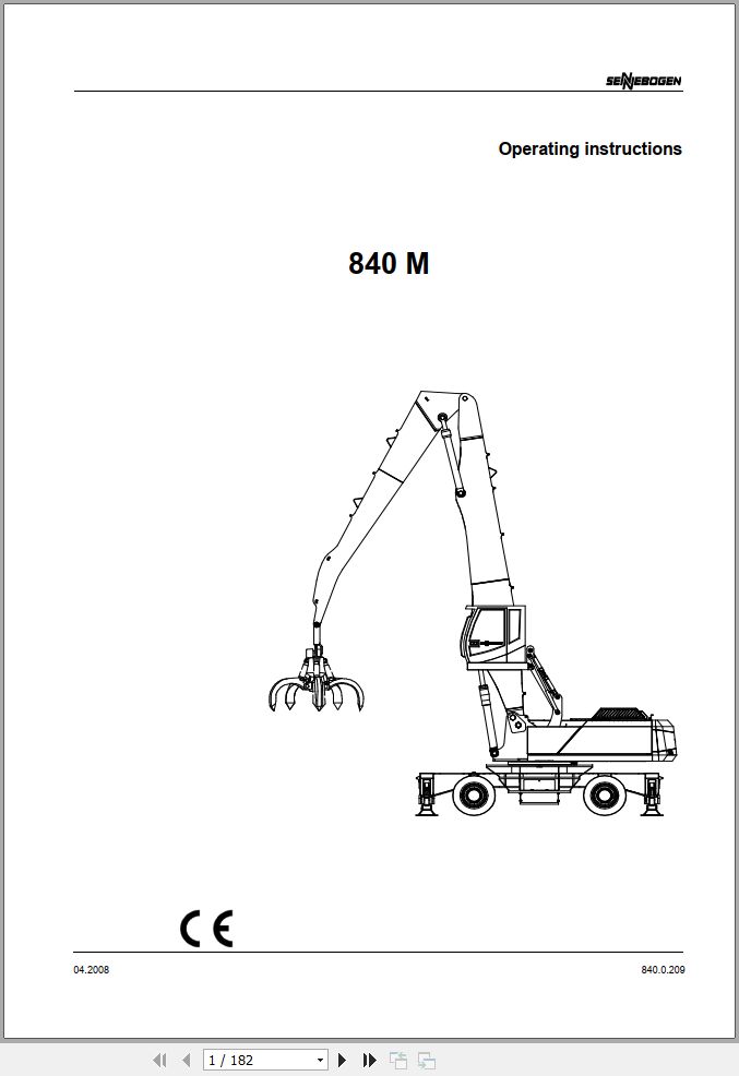 Sennebogen Material Handlers 840 M 840.0.209 Operating and Maintenance Manual 1