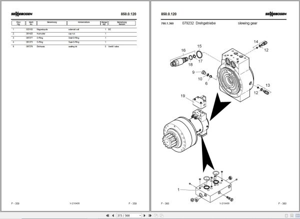 Sennebogen Material Handlers 850 850.0.120 Spare Parts Catalog EN DE 2