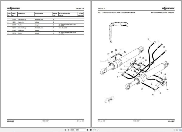 Sennebogen Material Handlers 850 850.0.227 Spare Parts Catalog EN DE 2