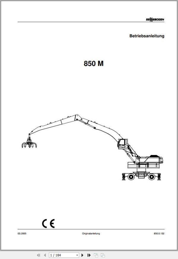 Sennebogen Material Handlers 850 M 850.0.132 Operating and Maintenance Manual DE 1