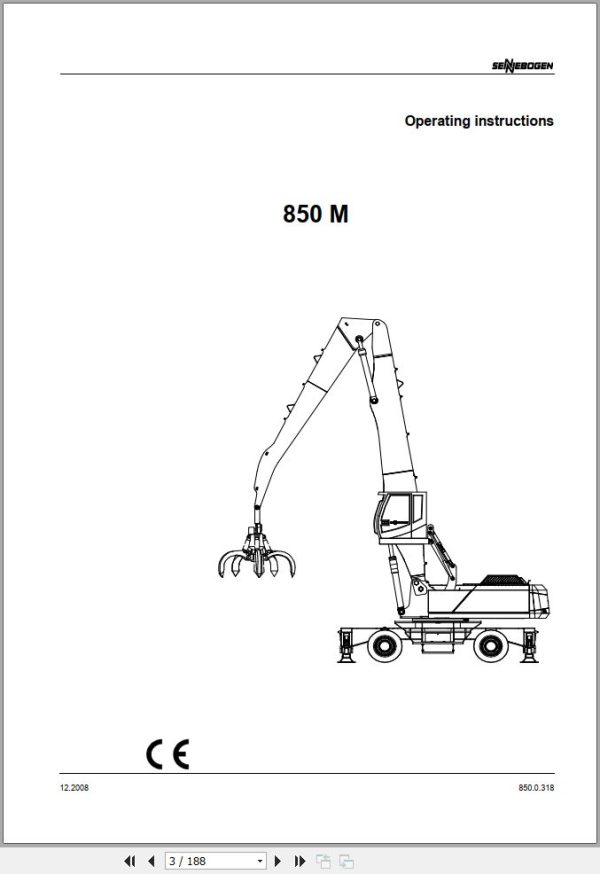 Sennebogen Material Handlers 850 M 850.0.318 Operating and Maintenance Manual 1