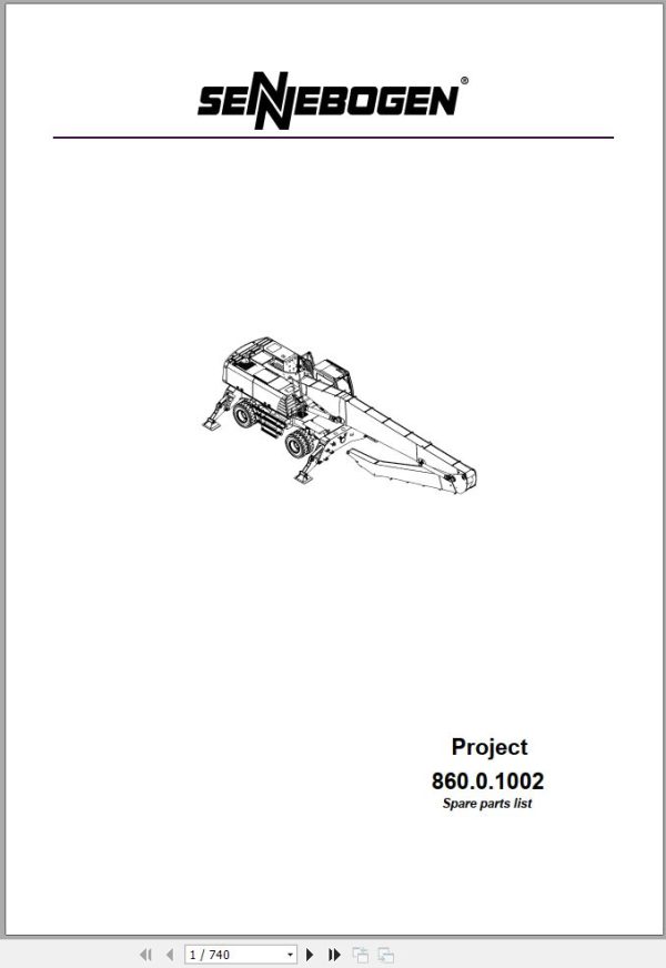 Sennebogen Material Handlers 860 860.0.1002 Spare Parts Catalog EN DE 1