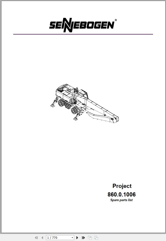 Sennebogen Material Handlers 860 860.0.1006 Spare Parts Catalog EN DE 1