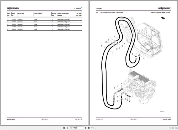 Sennebogen Material Handlers 860 860.0.1015 Spare Parts Catalog EN DE 2