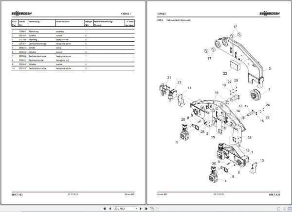 Sennebogen Material Handlers 880 880.7.123 Spare Parts Catalog EN DE 2