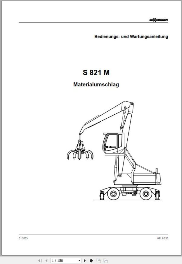 Sennebogen Material Handlers S 821 M 821.0.220 Operating and Maintenance Manual DE 1