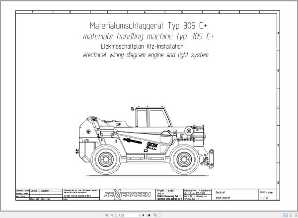 Sennebogen Telehandler 305 305.0.420 Electric and Hydraulic Diagrams EN DE 1