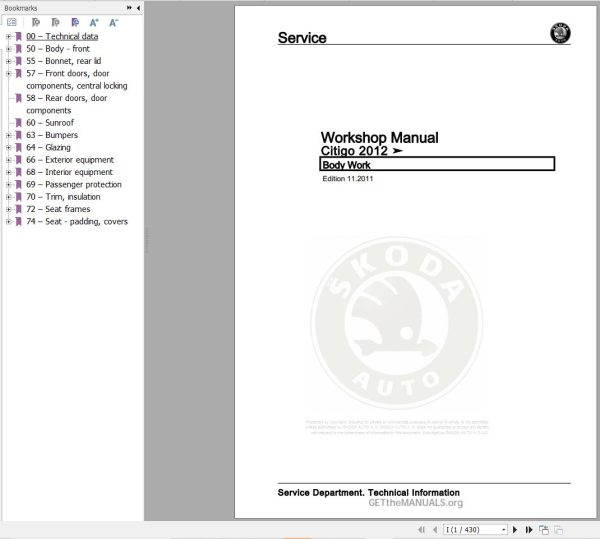 Skoda Citigo 2011 2018 Service Manual 1