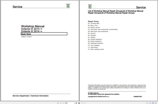 Skoda Octavia III 2013 2014 Workshop Manual Wiring Diagrams 1