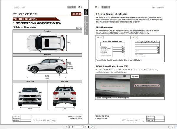 Ssang Yong Korando C300 2019 2020 Service Manual 1