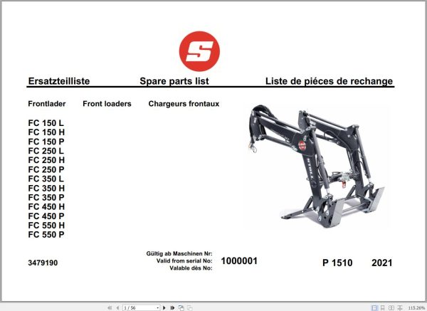 Stoll Front Loader Spare Parts Catalog Collection 1