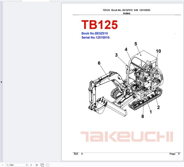 Takeuchi Dumpers Excavators Loaders Parts Manual PDF 668MB 2