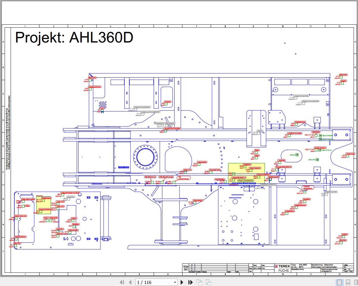 Terex Fuchs Material Handlers AHL360D 974 Wiring Diagram 6790200157 DE 1
