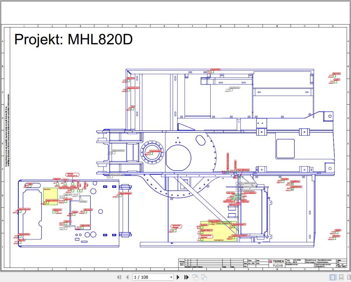 Terex Fuchs Material Handlers AHL820D 0016 Wiring Diagram 6790200151 DE 1