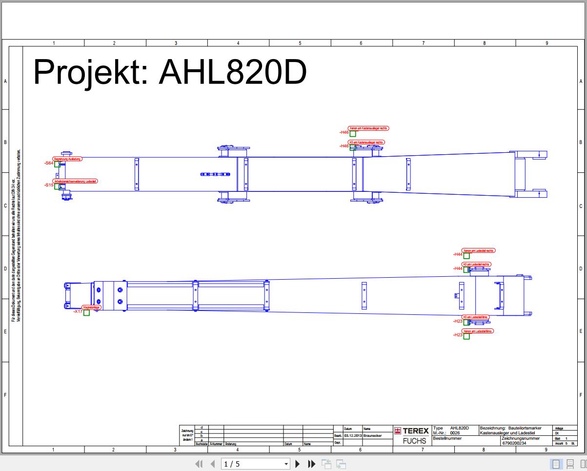 Terex Fuchs Material Handlers AHL820D 0026 Wiring Diagram 6790200234 DE 1