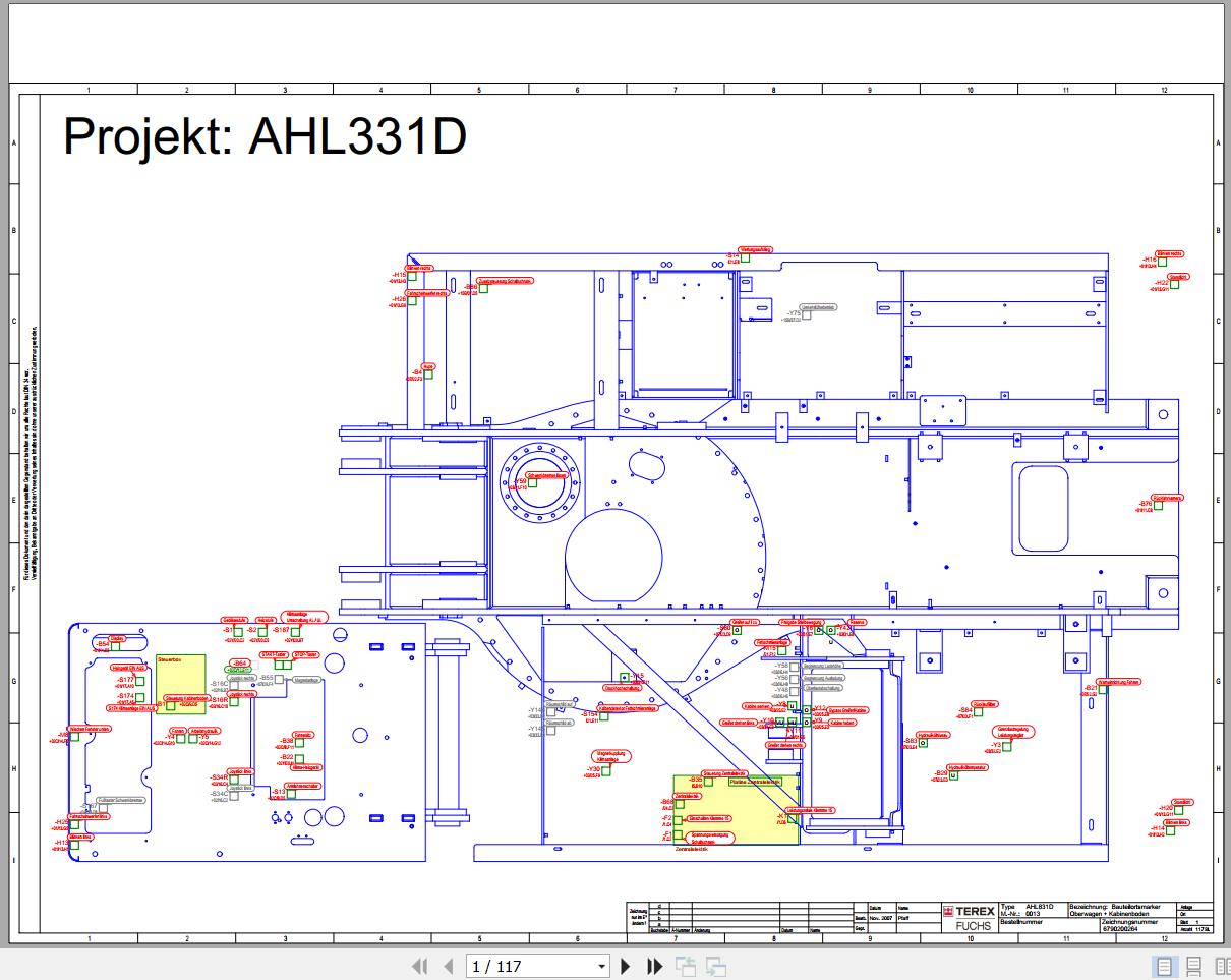 Terex Fuchs Material Handlers AHL831D 0013 Wiring Diagram 6790200264 DE 1