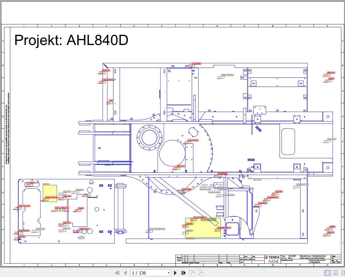 Terex Fuchs Material Handlers AHL840D 0014 Wiring Diagram 6790200248 DE 1