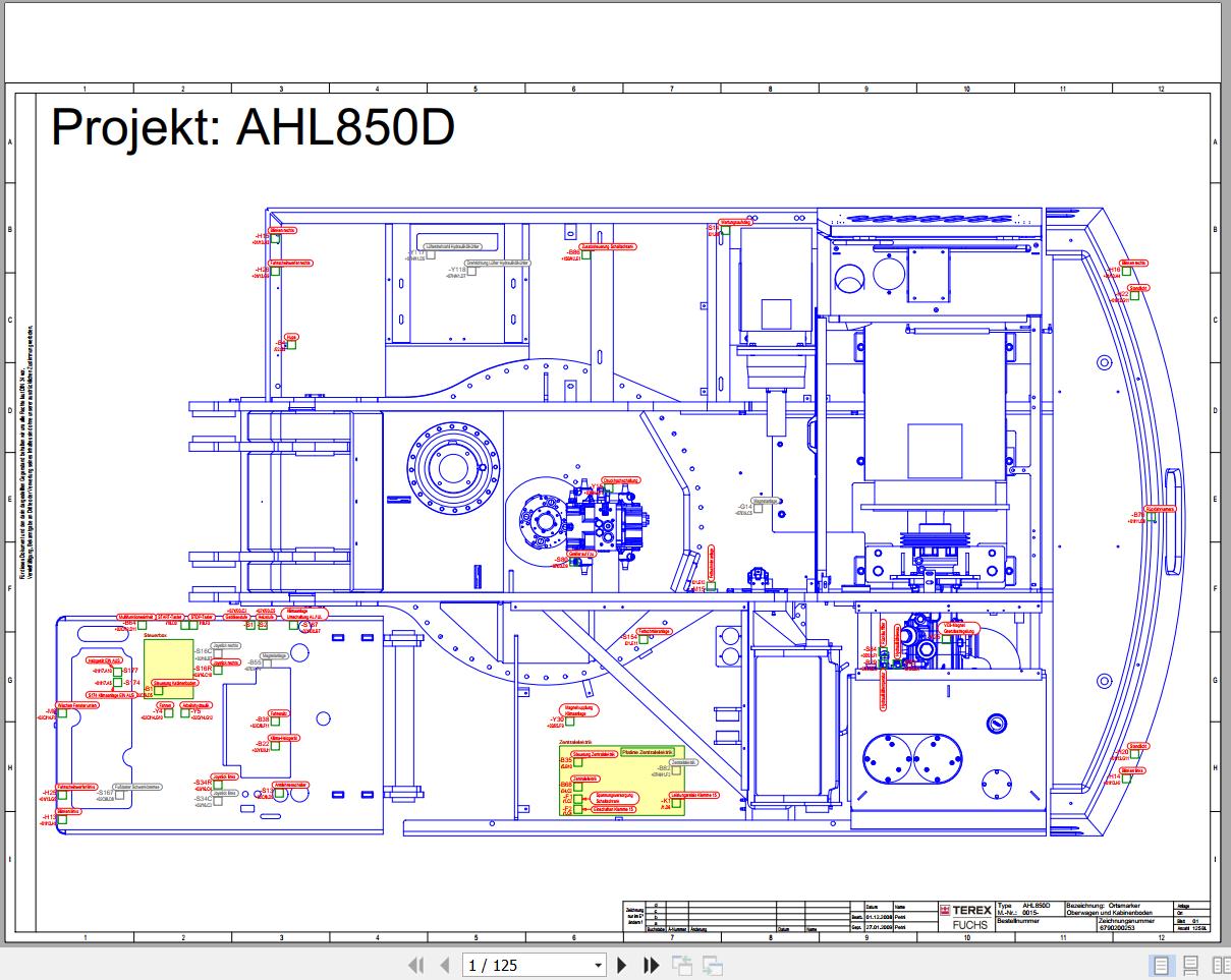 Terex Fuchs Material Handlers AHL850D 0015 Wiring Diagram 6790200253 DE 1