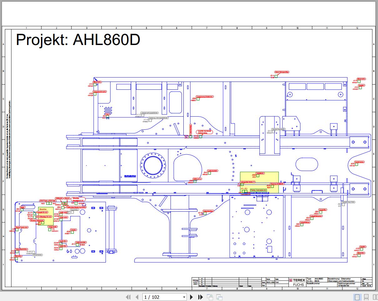 Terex Fuchs Material Handlers AHL860D 0020 Wiring Diagram 6790200189 DE 1
