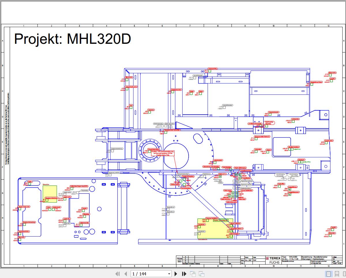 Terex Fuchs Material Handlers MHL320D 1119 1120 Wiring Diagram 6790200105 DE 1
