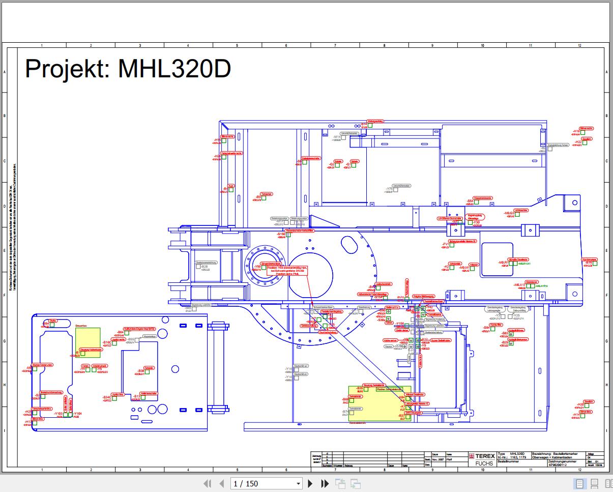 Terex Fuchs Material Handlers MHL320D 1163 1179 Wiring Diagram 6790200112 DE 1