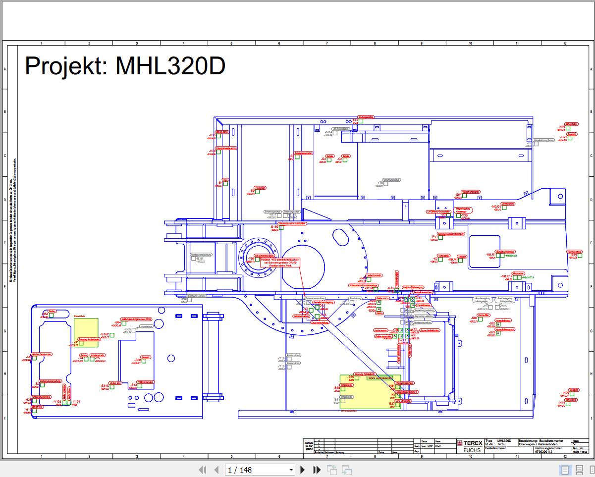 Terex Fuchs Material Handlers MHL320D 1435 Wiring Diagram 6790200162 DE 1
