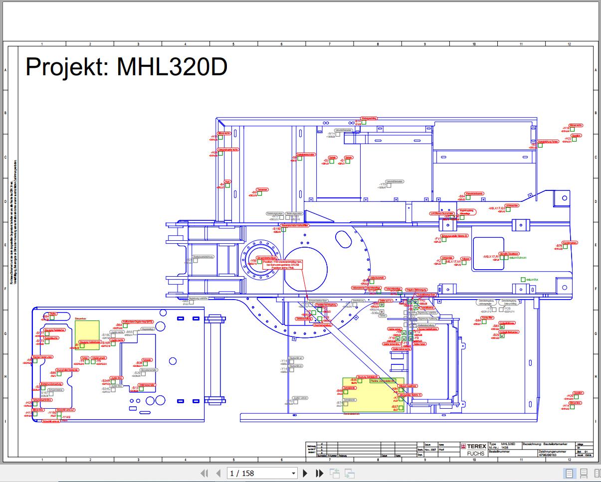 Terex Fuchs Material Handlers MHL320D 1438 Wiring Diagram 6790200163 DE 1