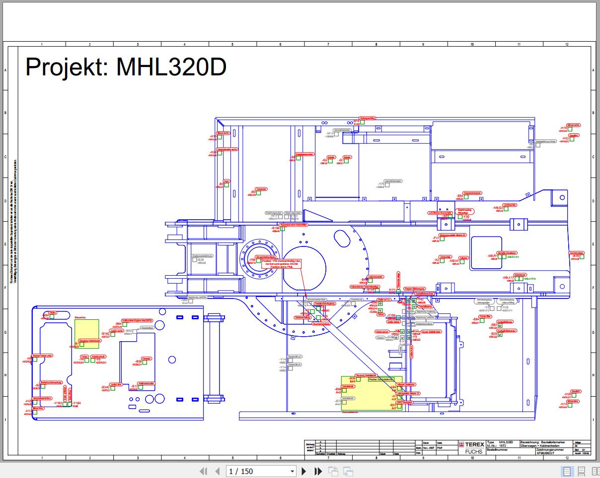 Terex Fuchs Material Handlers MHL320D 1572 Wiring Diagram 6790200227 DE 1