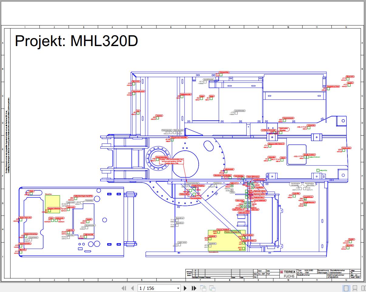 Terex Fuchs Material Handlers MHL320D 1704 Wiring Diagram 6790200325 DE 1