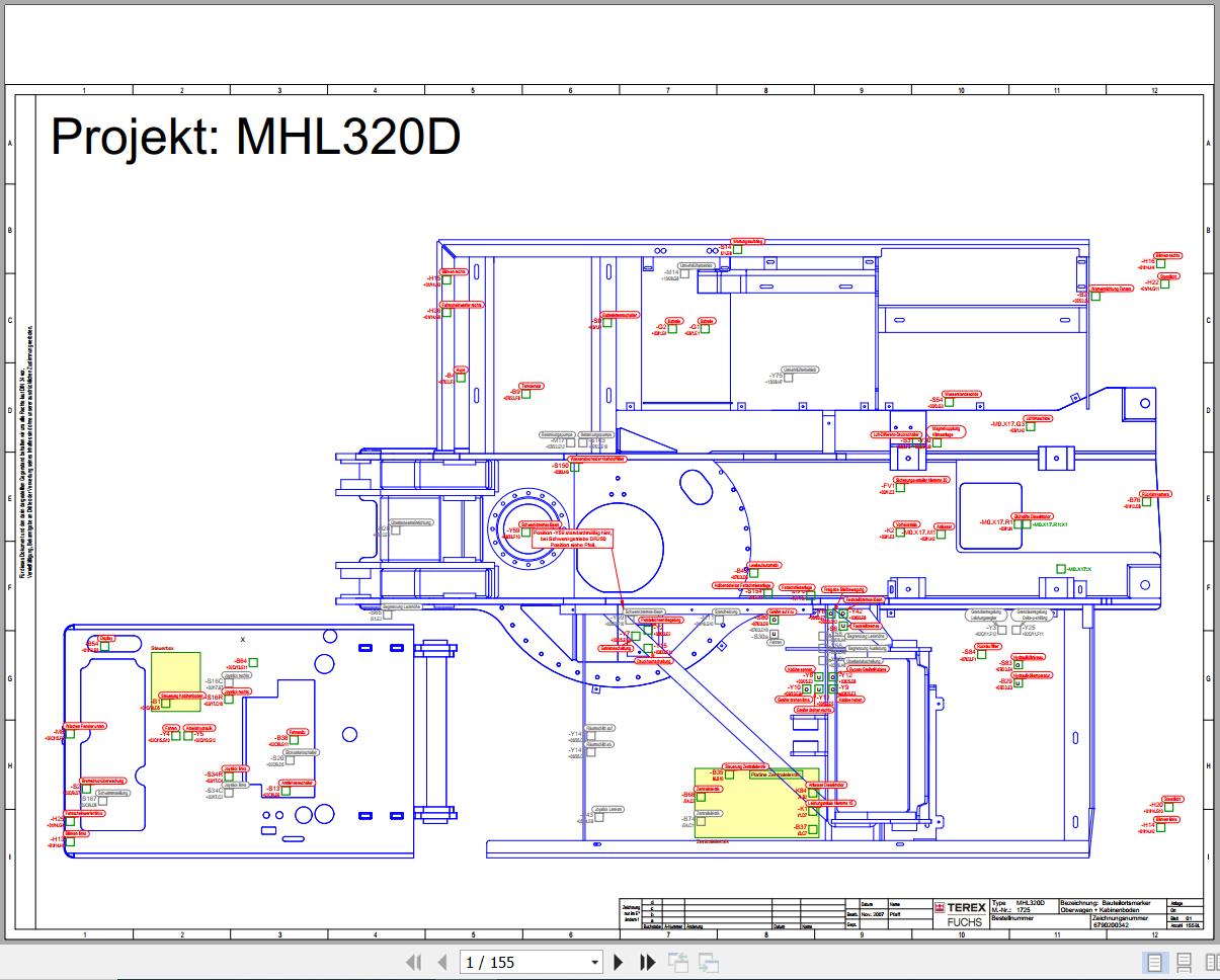 Terex Fuchs Material Handlers MHL320D 1725 Wiring Diagram 6790200342 DE 1
