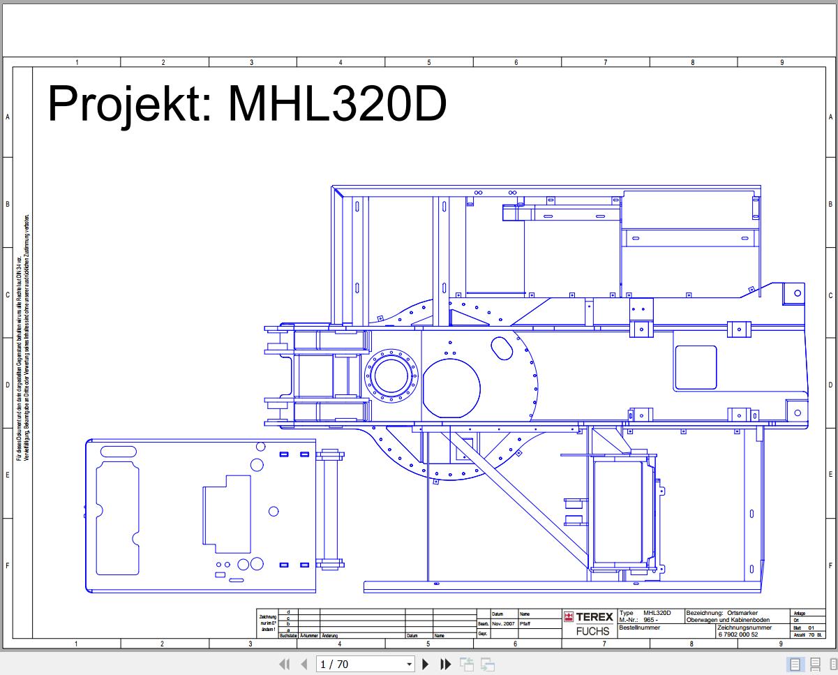 Terex Fuchs Material Handlers MHL320D 965 966 Wiring Diagram 6790200052 DE 1