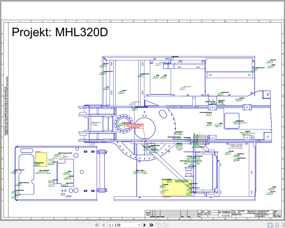 Terex Fuchs Material Handlers MHL320D 977 Wiring Diagram 6790200071 DE 1