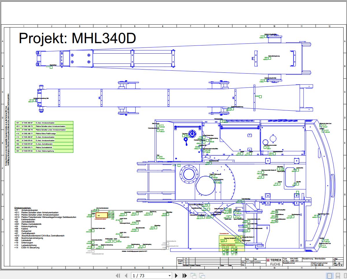 Terex Fuchs Material Handlers MHL340D 1350 1351 Wiring Diagram 6790200006 DE 1