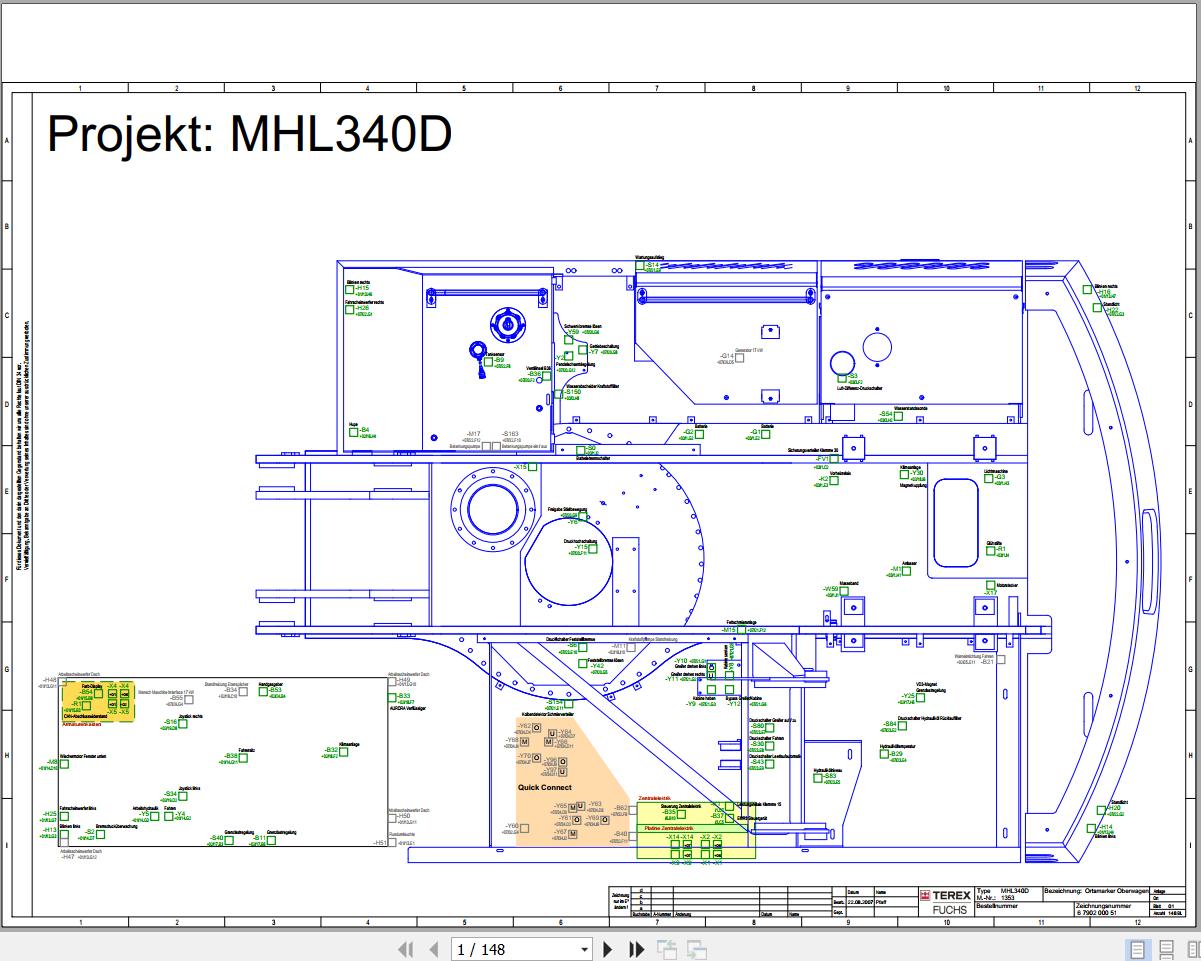 Terex Fuchs Material Handlers MHL340D 1353 Wiring Diagram 6790200051 DE 1